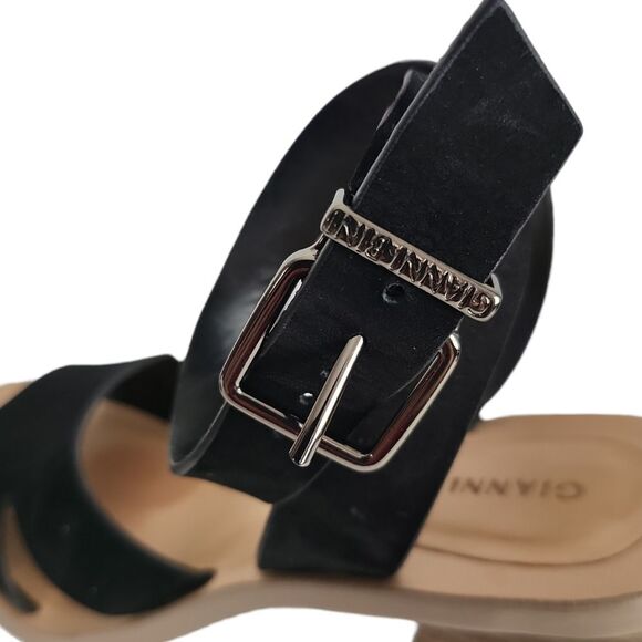Gianni bini "Marilane" Black Suede Leather Asymmetrical Sandal Shoe Size 9.5 - Picture 11 of 11